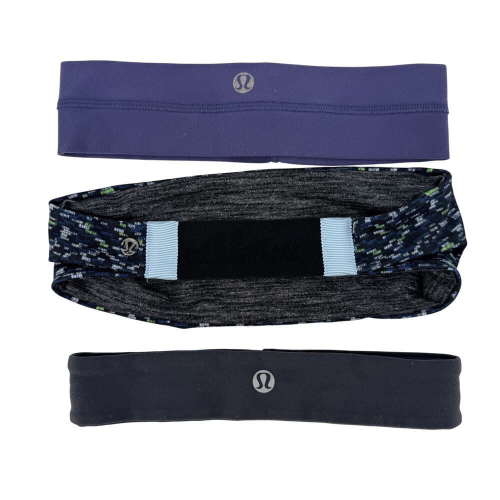 Lululemon Headband Lot 3 Women's Athletic Yoga Running Hair Bands Reversible